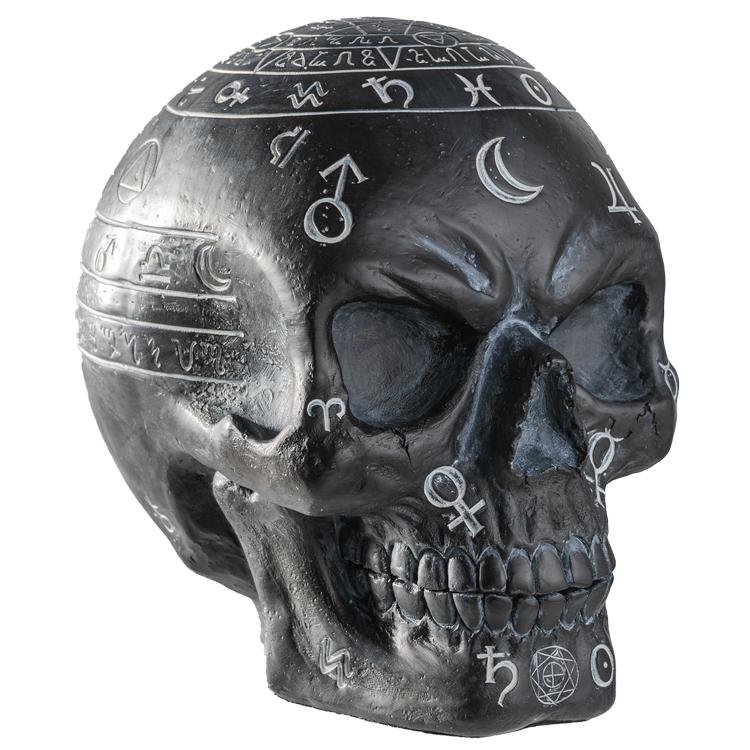 Mystic Arts Black Skull Resin Figurine