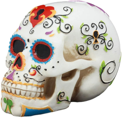 Pacific Giftware PTC 5.5 Inch Multicolor Patterned Day of The Dead Skull Statue Figurine