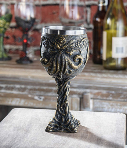 Summit Collection The Call of Cthulhu Sea Monster Goblet Wine Glass 6.75 inches Tall 7 fl oz Gothic Wine Chalice