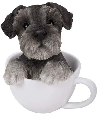 Pacific Giftware Adorable Schnauzer Teacup Pet Pals Puppy Collectible Figurine 5.75 Inches