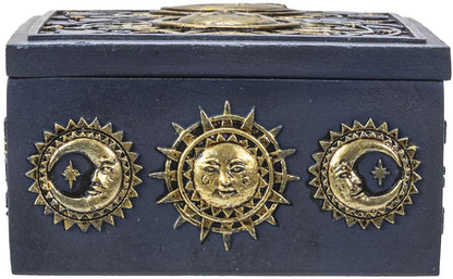 Pacific Giftware Fortune Telling Astrology Sun and Moon Design Sculptural Tarot Box Jewelry Trinket Keepsake Fengshui Lucky Talisman Home Accent Decor 5.25"L