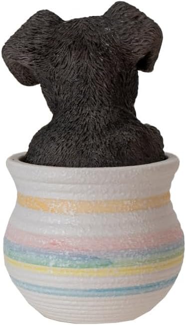 Pacific Giftware Mini Schnauzer in Pot, A Mini Schnauzer in Realistic Form Seated in a Pot, Decorative Mini Schnauzer in Pot