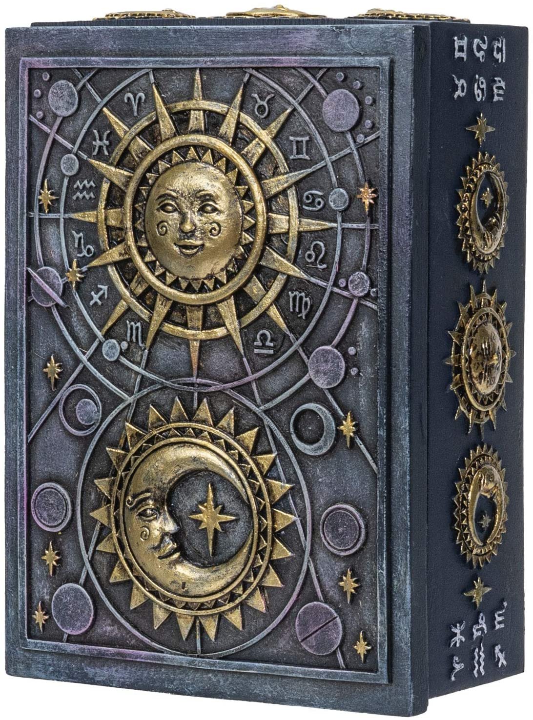 Pacific Giftware Fortune Telling Astrology Sun and Moon Design Sculptural Tarot Box Jewelry Trinket Keepsake Fengshui Lucky Talisman Home Accent Decor 5.25"L